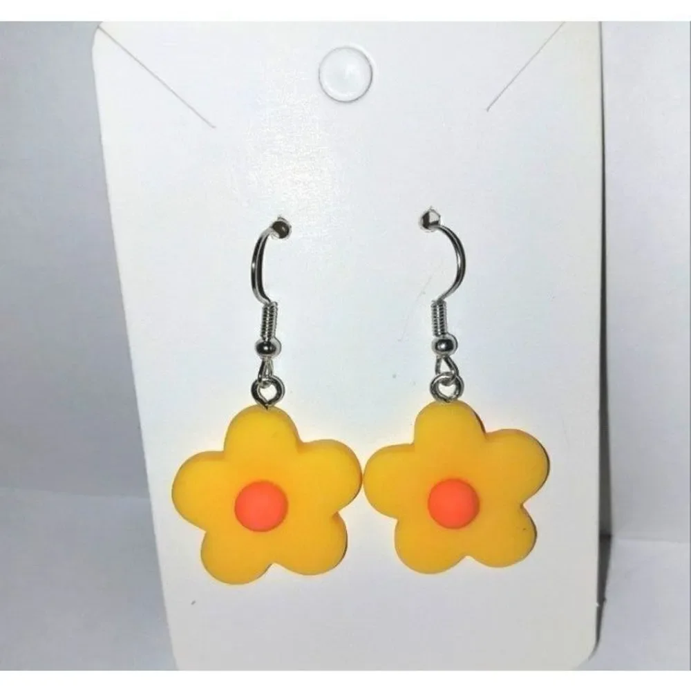 Yellow and orange flower earrings